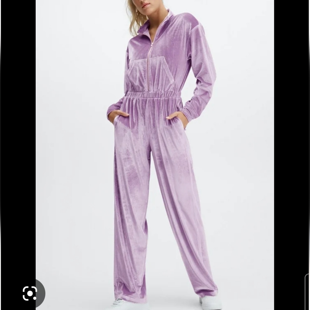 FABLETICS VELOUR LILAC NEW WIDE LEG JUMPSUIT 1X
